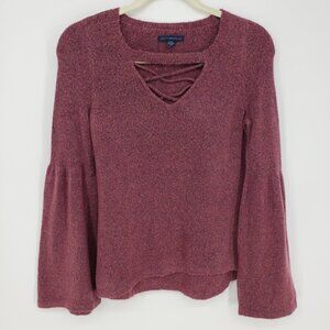 3/$25 American Eagle Outfitters Pullover Sweater S Womens Flare Bell Sleeves